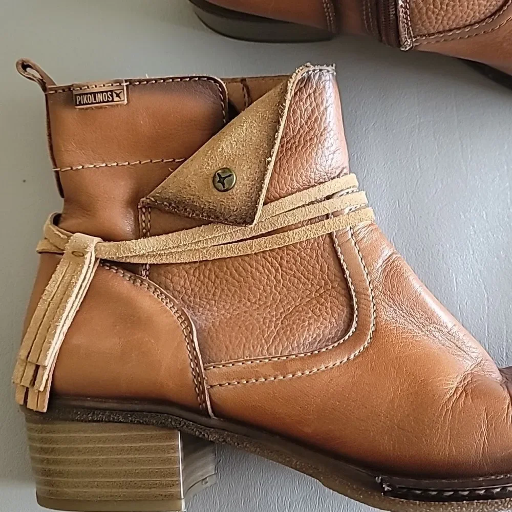 Pikolinos Zaragoza Tassel Brandy Cognac Booties Size 41
